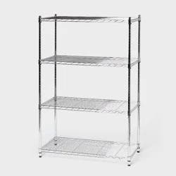 4 Tier Wide Wire Shelving Chrome - Brightroom™: Steel Utility Storage, Adjustable Feet & Shelves, 350 lb Capacity