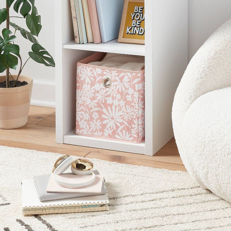 slide 2 of 6, 11" Fabric Bin Pink Floral - Room Essentials™: Storage Cube for Dorm Rooms, Folds Flat, 11 Inch System Compatible, 1 ct