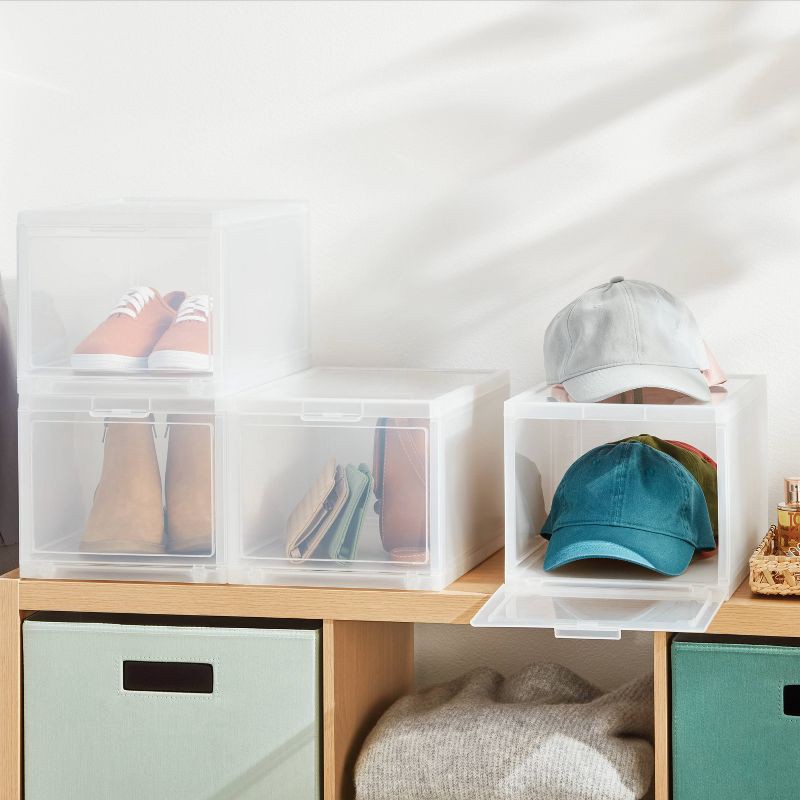 slide 2 of 5, Stackable Small Bin Front Opening Clear - Brightroom™: Transparent Utility Storage, Stackable, 12 Volume Capacity, 1 ct