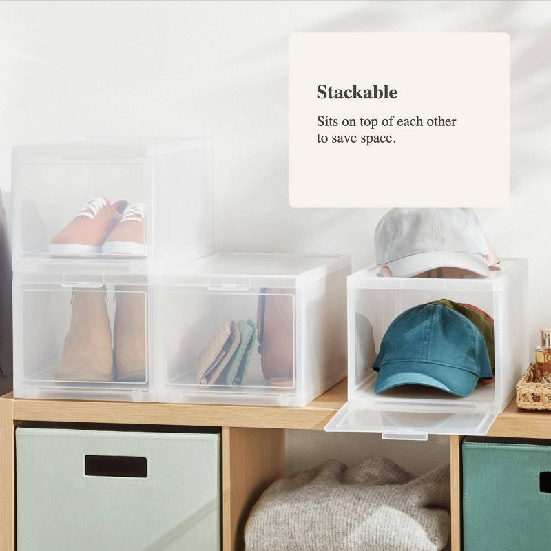 slide 4 of 5, Stackable Small Bin Front Opening Clear - Brightroom™: Transparent Utility Storage, Stackable, 12 Volume Capacity, 1 ct