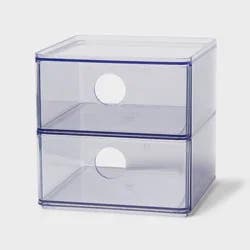 Clear Stackable Drawer - Brightroom™: Plastic Utility Storage, 2 Drawers, 6"x6"x6", Toiletries Organizer
