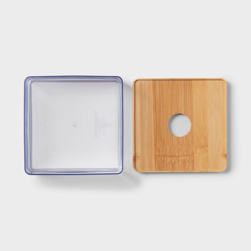 slide 3 of 3, Small Clear Canister with Bamboo Lid - Brightroom™: Bathroom Container, Qtip Holder, Spot Clean, 3" Height, 1 ct