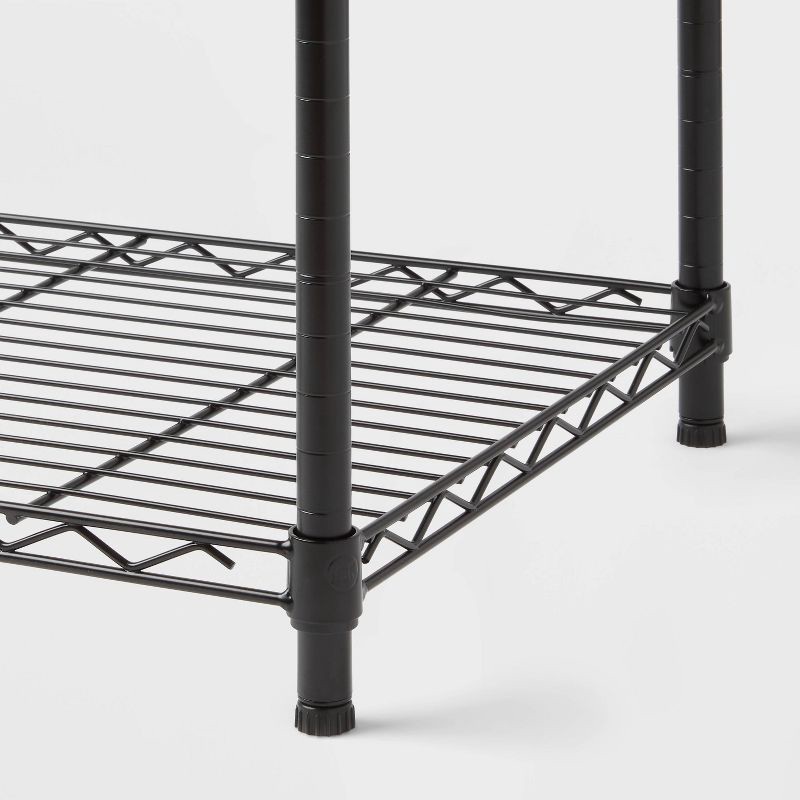 slide 3 of 3, 4 Tier Wide Wire Shelving Black - Brightroom™: Steel Storage Shelves, Adjustable Wire Rack, 350 lb Capacity, 350 lb