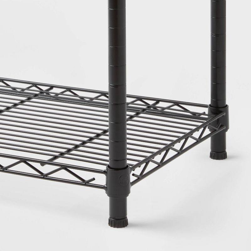 slide 3 of 3, 4 Tier Wire Shelving Black - Brightroom™: Steel Utility Storage, Adjustable Feet & Shelves, 350 lb Capacity, 54" Height, 350 lb