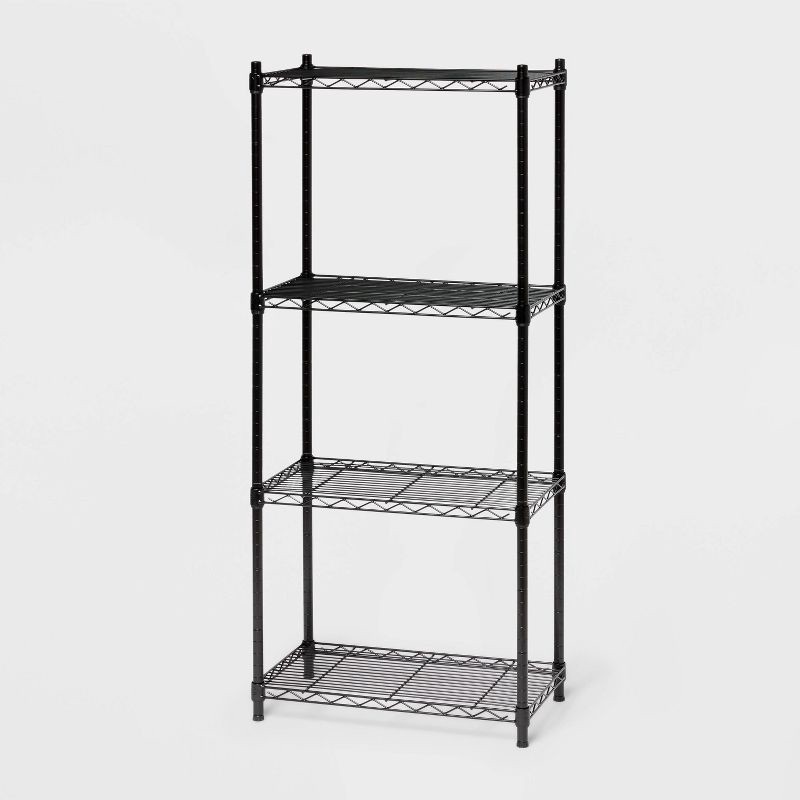 slide 1 of 3, 4 Tier Wire Shelving Black - Brightroom™: Steel Utility Storage, Adjustable Feet & Shelves, 350 lb Capacity, 54" Height, 350 lb
