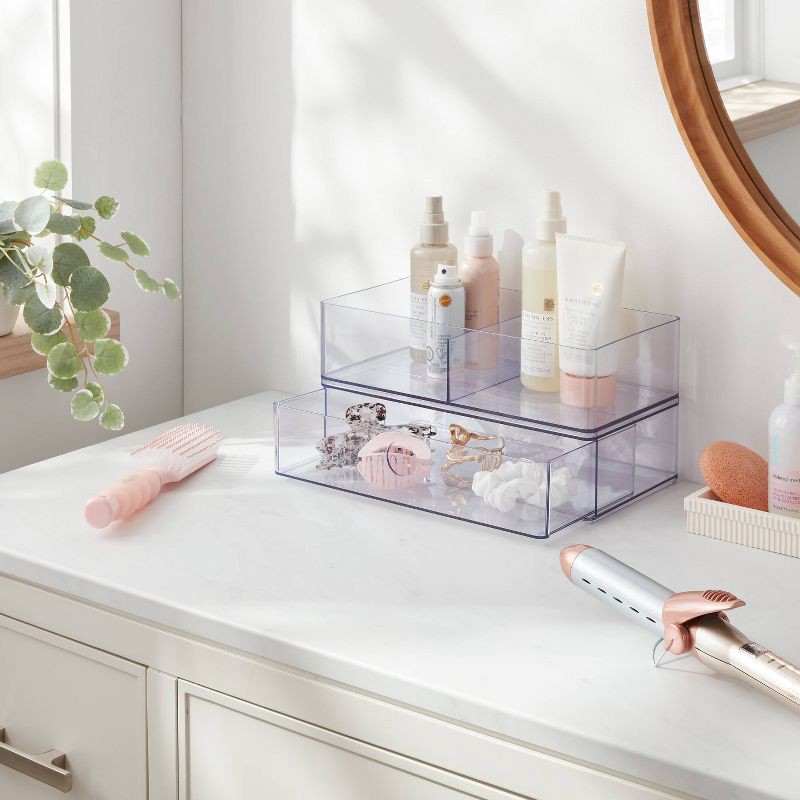 slide 2 of 4, Clear Divided Bin with Drawer - Brightroom™, 1 ct