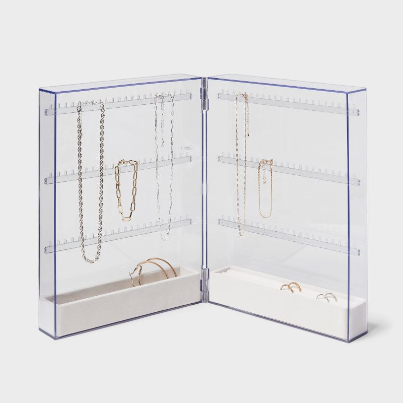 slide 3 of 3, Folding Acrylic Accessory Organizer - Brightroom™: Clear Jewelry Storage, Necklace & Earring Holder, 3-Piece Set, 1 ct
