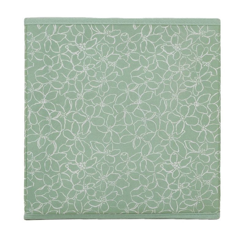 slide 4 of 6, 11" Fabric Bin Mint Floral - Room Essentials™: Square Storage Cube, Polyester, Folds Flat, 11 Inch System Compatible, 1 ct