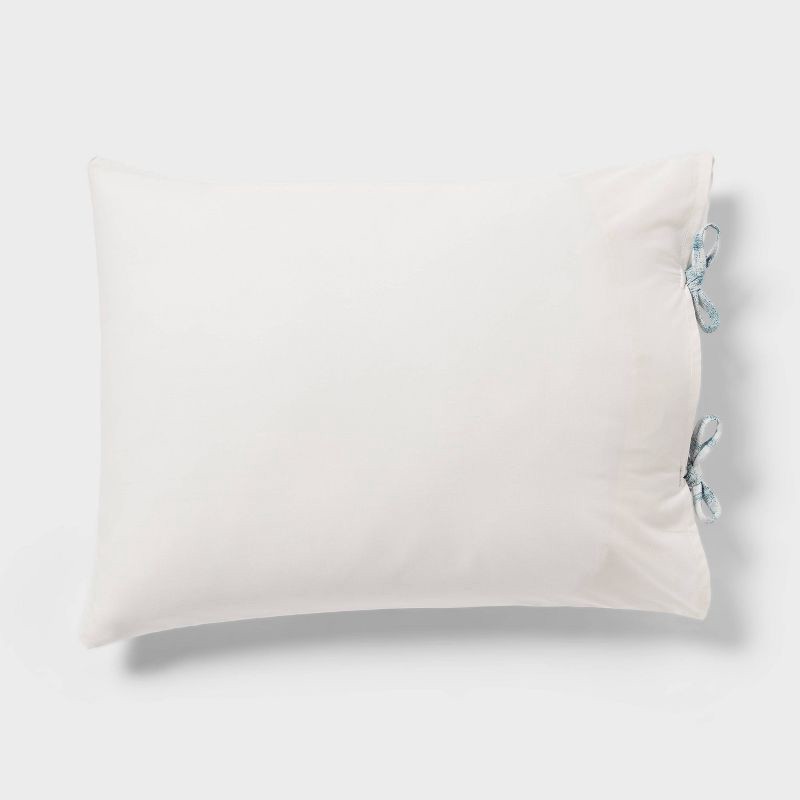 slide 5 of 6, Full/Queen Yarn Dye Ikat Duvet Cover and Sham Set Ivory/Teal Blue/Light Teal Blue - Threshold™: Cotton Slub, Zipper Closure, OEKO-TEX Certified, 1 ct