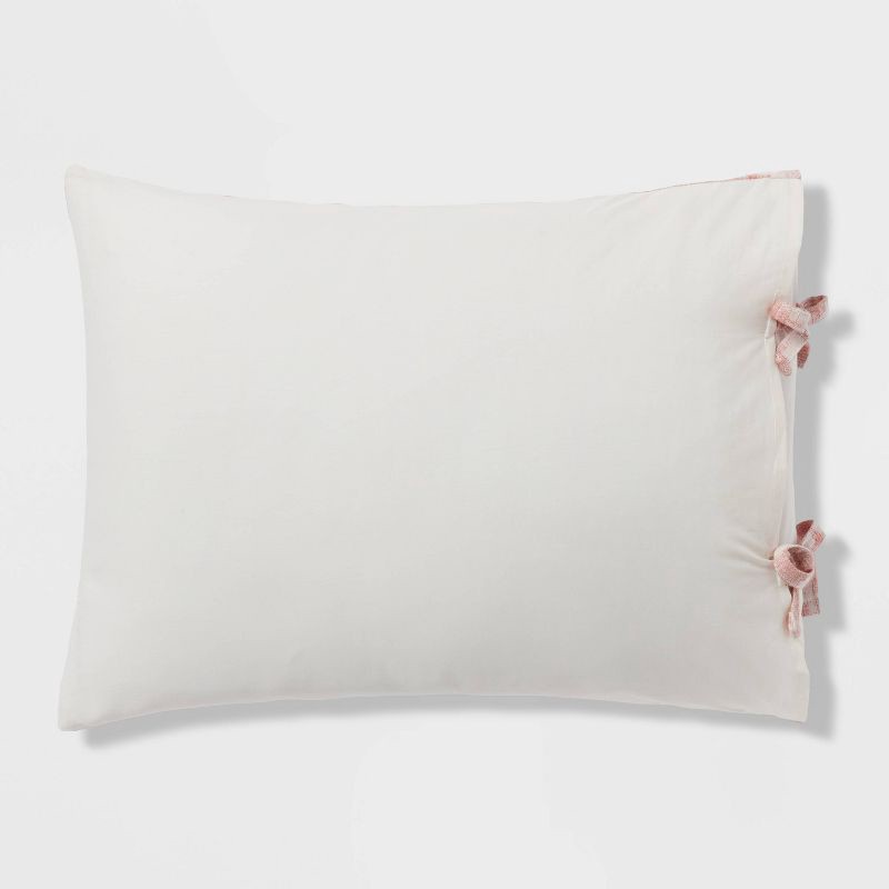 slide 5 of 6, King Yarn Dye Ikat Duvet Cover and Sham Set Ivory/Mauve - Threshold™: Cotton Slub, Zippered, OEKO-TEX Certified, 1 ct