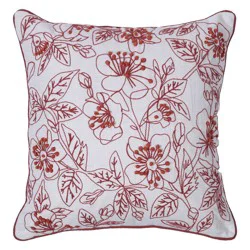 Haven + Key Floral Decorative Throw Pillow - Clay Embroidery