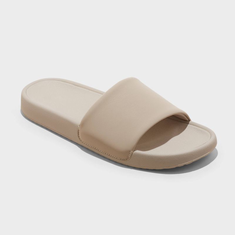 slide 1 of 4, Women's Makenna Slide Sandals - All In Motion™ Taupe 8: Slip On, Open Toe, EVA Outsole, 1 ct