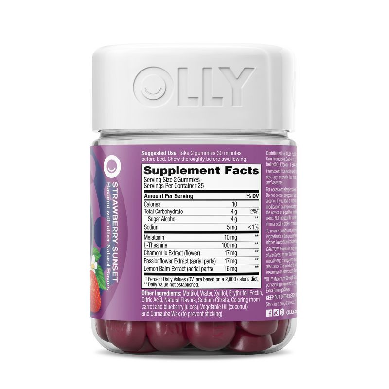 slide 6 of 9, OLLY Maximum Sleep 10mg Vegan Gummies - Strawberry - 50ct, 50 ct; 10 mg