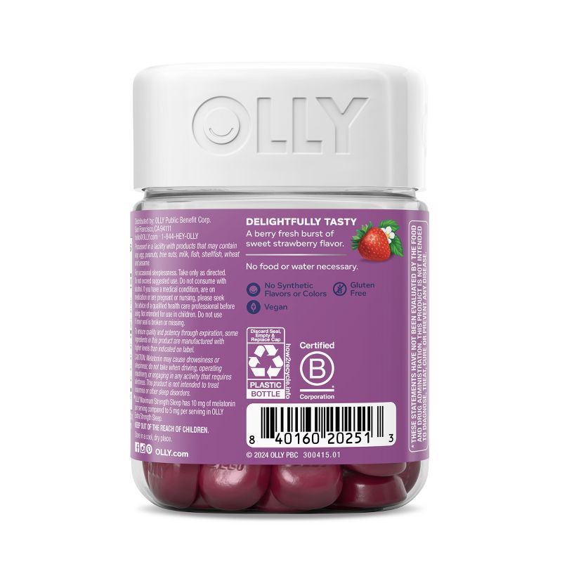 slide 8 of 9, OLLY Maximum Sleep 10mg Vegan Gummies - Strawberry - 50ct, 50 ct; 10 mg