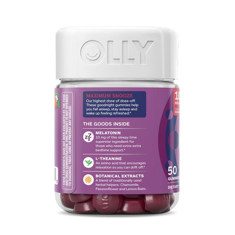 slide 9 of 9, OLLY Maximum Sleep 10mg Vegan Gummies - Strawberry - 50ct, 50 ct; 10 mg