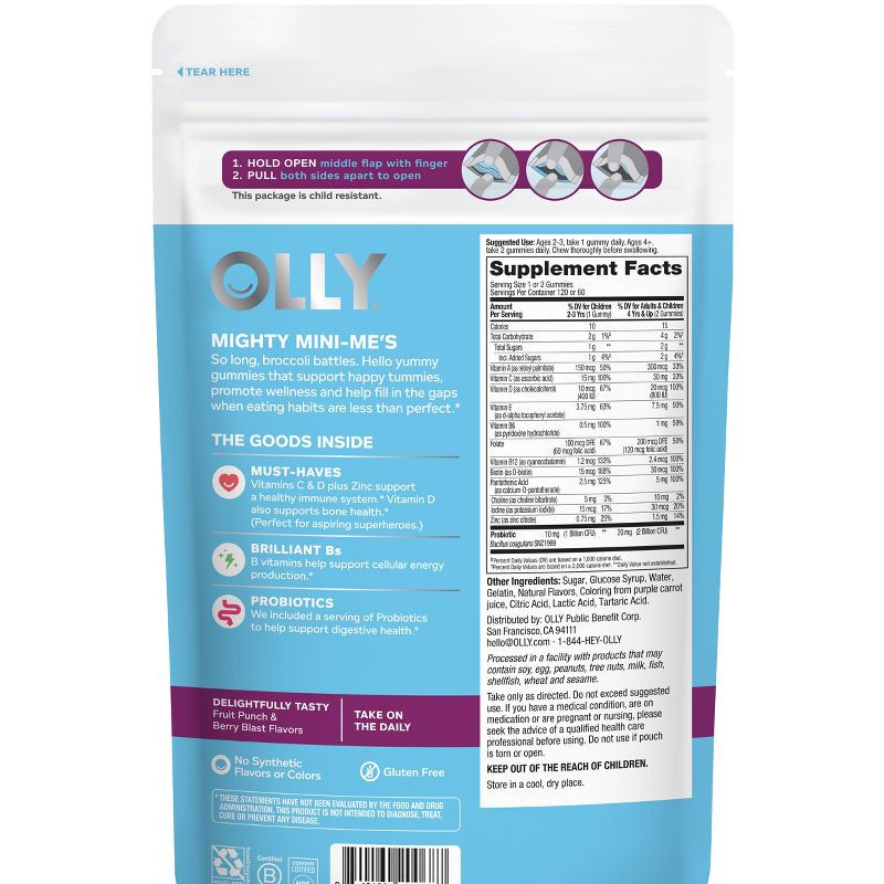 slide 3 of 7, OLLY Kids' Multivitamin + Probiotic Gummies - Berry Punch - 120ct, 120 ct