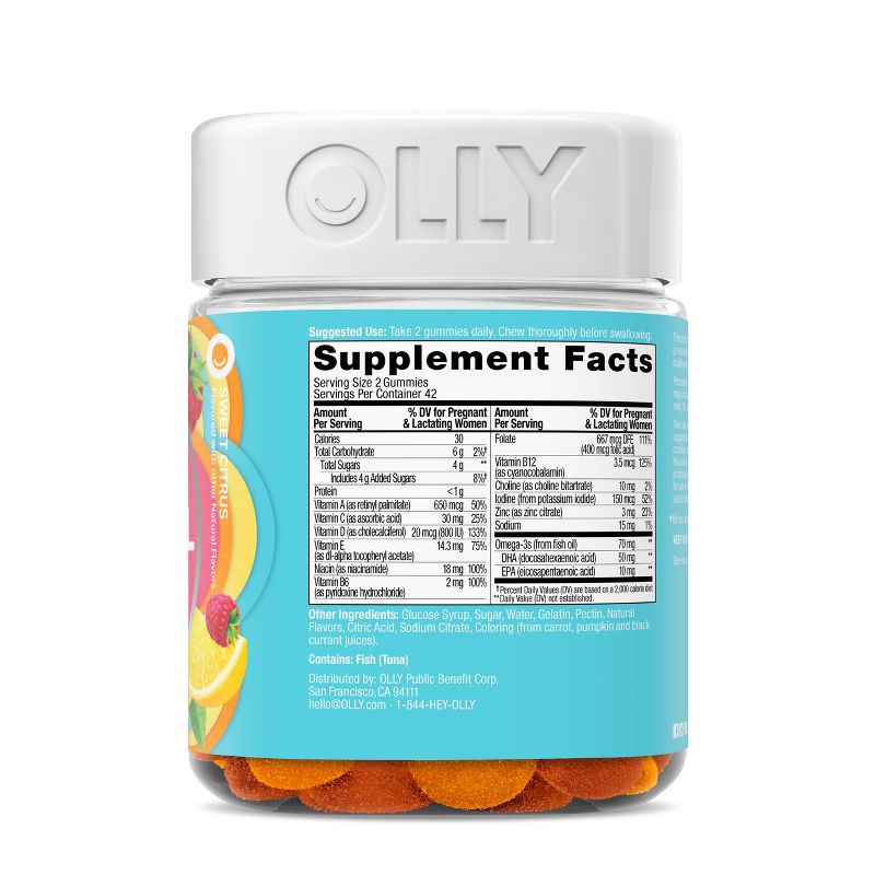 slide 6 of 9, OLLY Essential Prenatal Multivitamin Gummies - Sweet Citrus - 84ct, 84 ct
