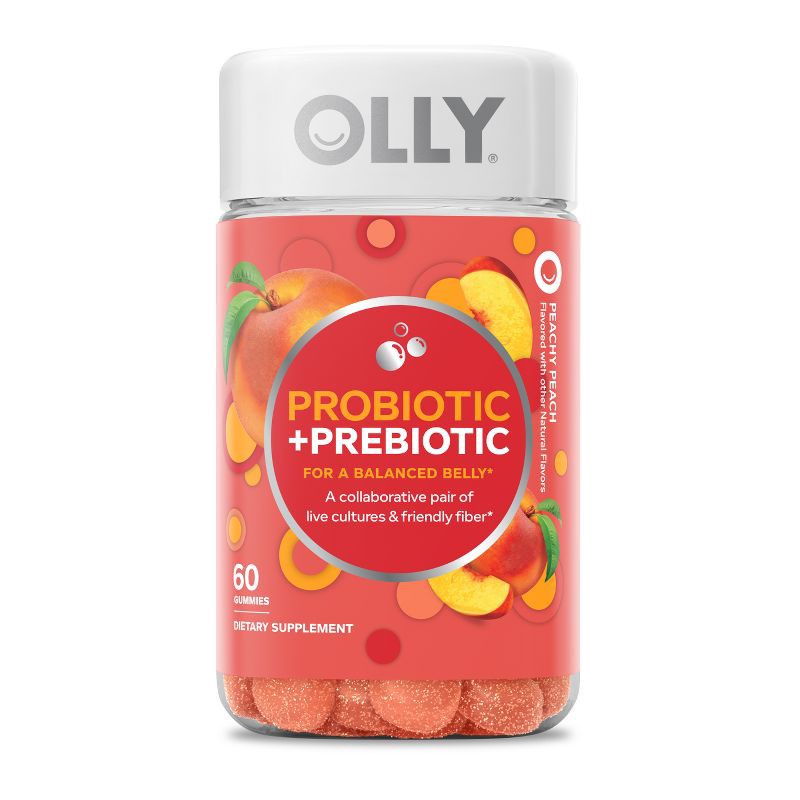 slide 6 of 10, OLLY Probiotic + Prebiotic Gummies - Peachy Peach- 60ct, 60 ct