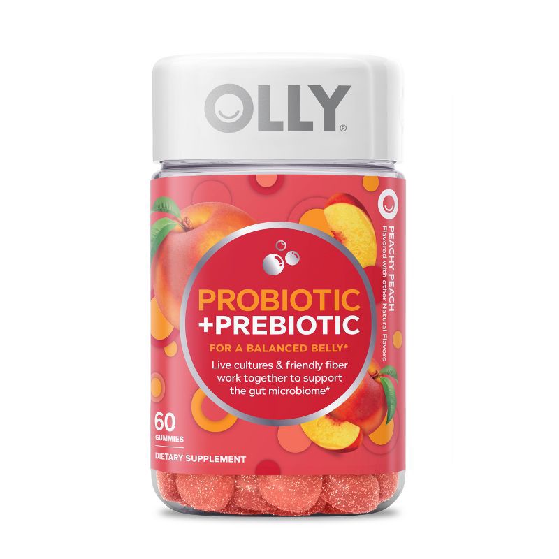 slide 1 of 10, OLLY Probiotic + Prebiotic Gummies - Peachy Peach- 60ct, 60 ct