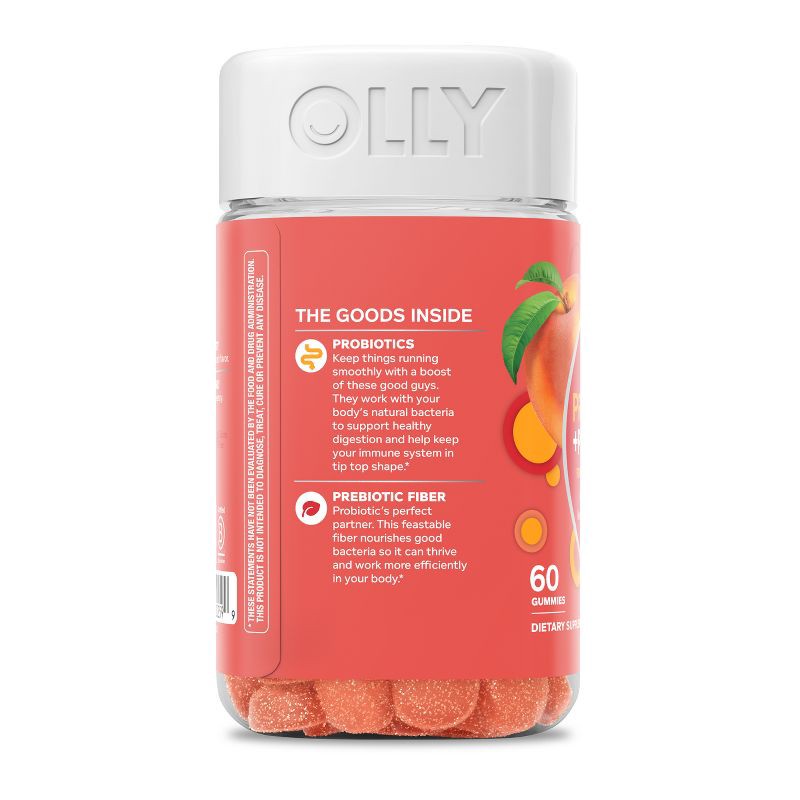 slide 10 of 10, OLLY Probiotic + Prebiotic Gummies - Peachy Peach- 60ct, 60 ct