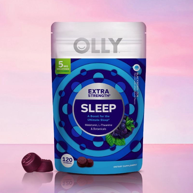slide 2 of 6, OLLY Extra Strength Sleep Gummies with 5mg Melatonin - Blackberry Zen - 120ct, 5mg, 120 ct