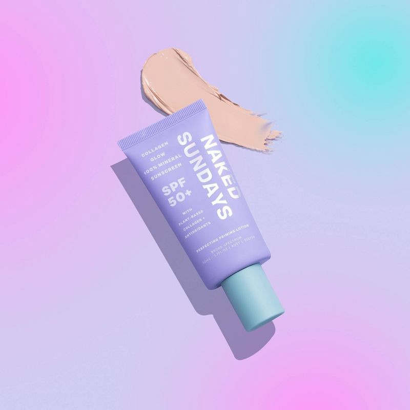 slide 2 of 10, Naked Sundays Collagen Glow 100% Mineral Perfecting Priming Lotion - SPF50 + - 50ml, 50 ml