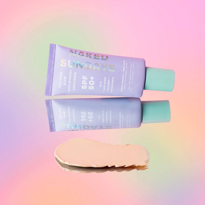 slide 4 of 10, Naked Sundays Collagen Glow 100% Mineral Perfecting Priming Lotion - SPF50 + - 50ml, 50 ml