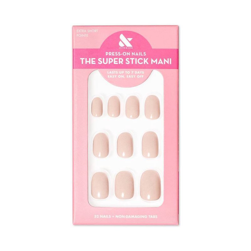 slide 1 of 5, Olive & June Fake Nails - XS Round - Pointe - 32ct, 32 ct