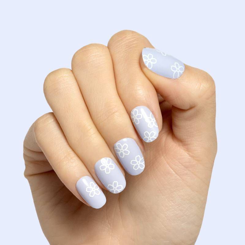 slide 2 of 5, Olive & June Fake Nails - S Round - Floral Doodle - 32ct, 32 ct