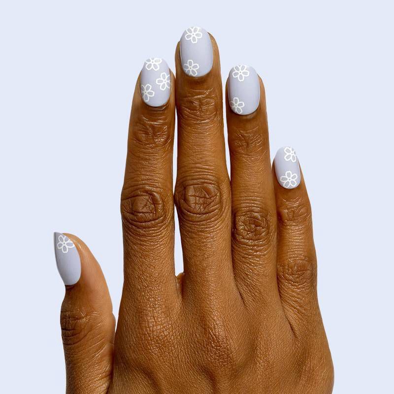 slide 3 of 5, Olive & June Fake Nails - S Round - Floral Doodle - 32ct, 32 ct