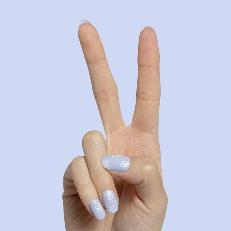 slide 4 of 5, Olive & June Fake Nails - S Round - Floral Doodle - 32ct, 32 ct