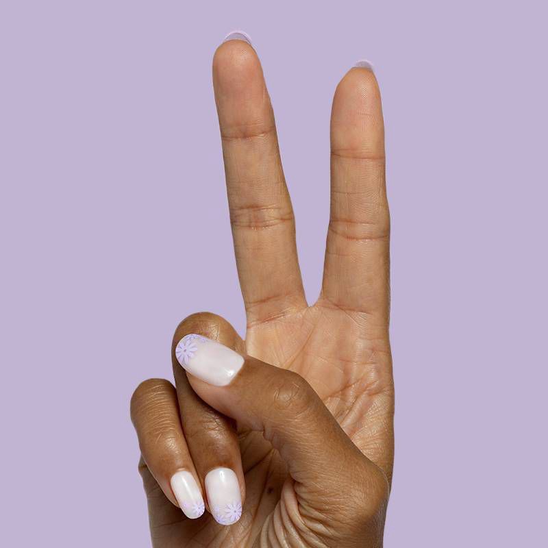 slide 3 of 4, Olive & June Fake Nails - S Round - Floral Tip - 32ct, 32 ct