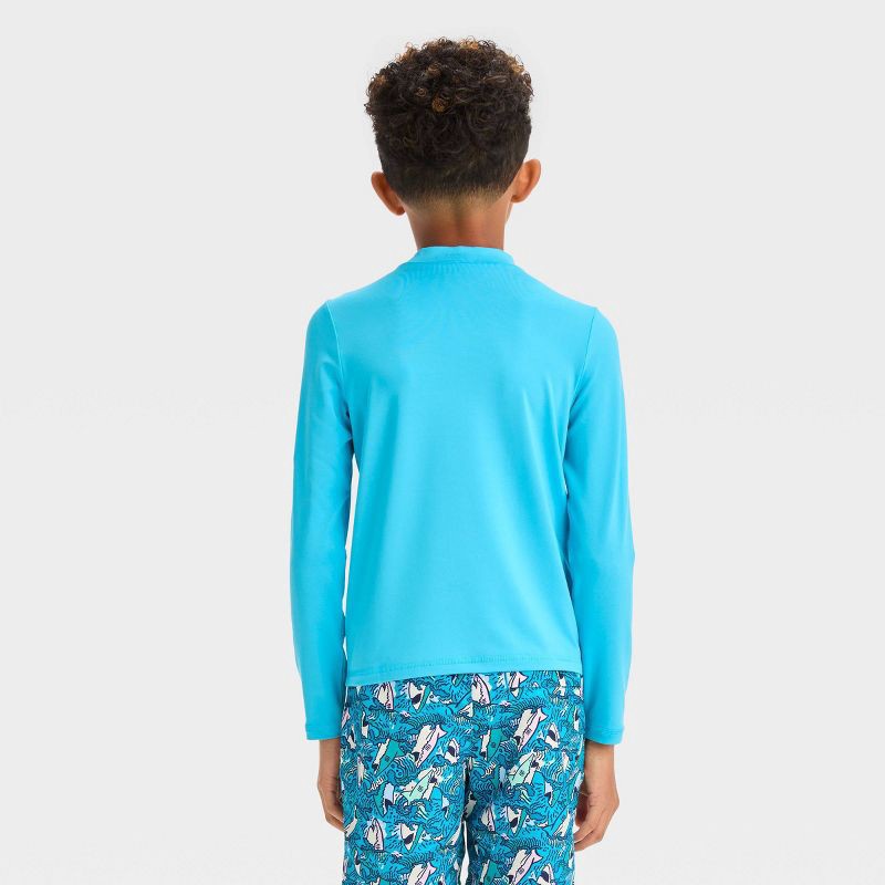 slide 3 of 3, Boys' Long Sleeve Solid Rash Guard Top - Cat & Jack™ Blue M, 1 ct