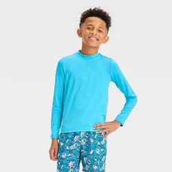 Boys' Long Sleeve Solid Rash Guard Top - Cat & Jack™ Blue XL