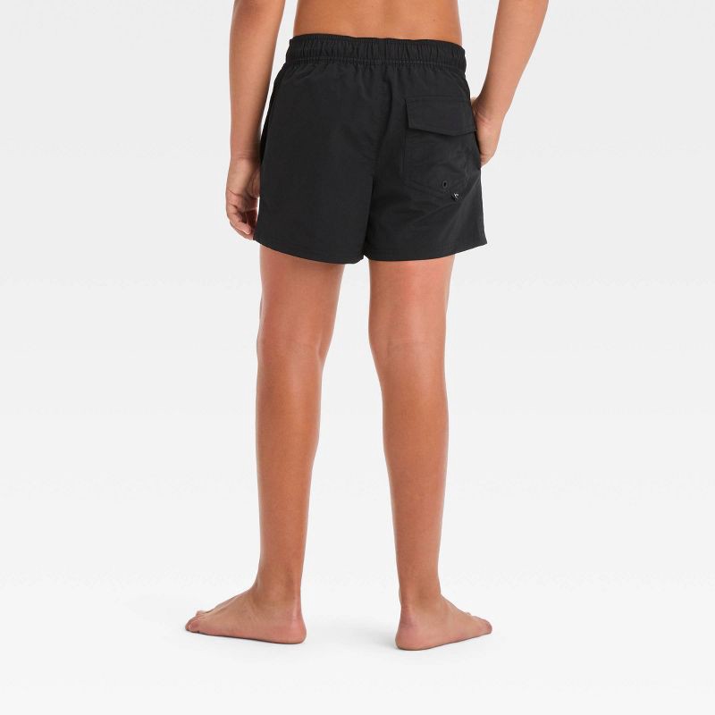 slide 3 of 3, Boys' Solid Swim Trunks - art class™ Black S, 1 ct