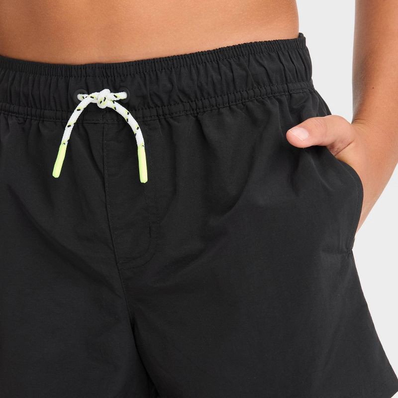 slide 2 of 3, Boys' Solid Swim Trunks - art class™ Black M, 1 ct