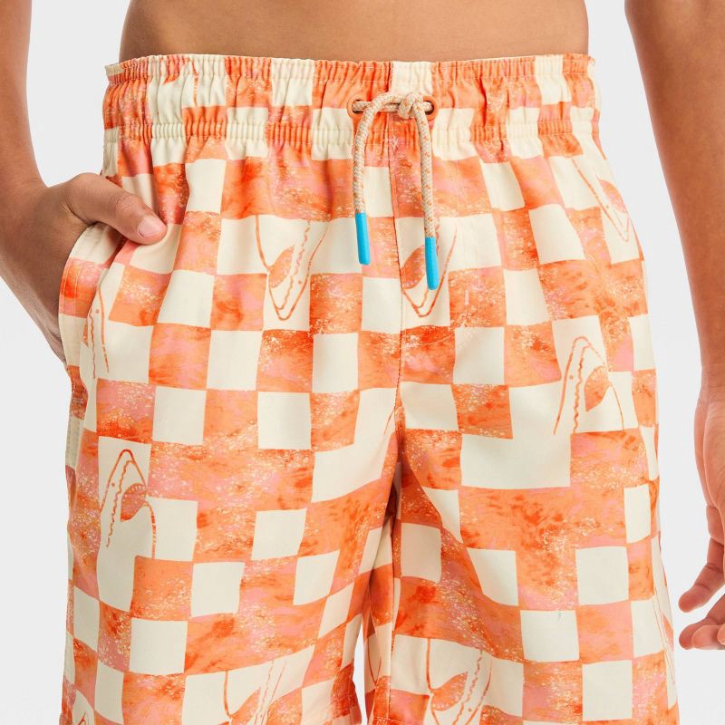 slide 2 of 3, Boys' Checkered Swim Shorts - Cat & Jack™ Orange S, 1 ct