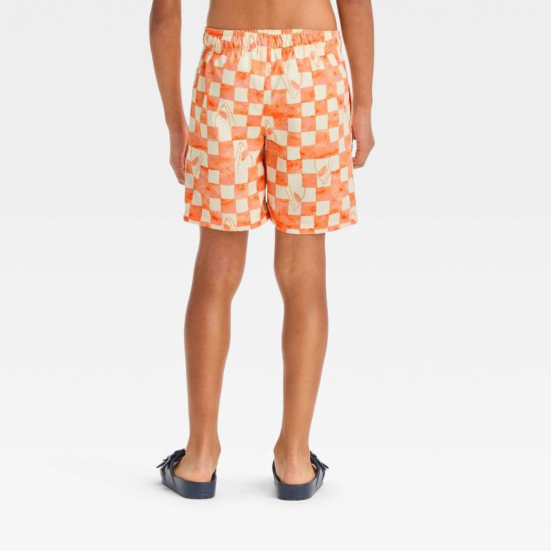 slide 3 of 3, Boys' Checkered Swim Shorts - Cat & Jack™ Orange M, 1 ct