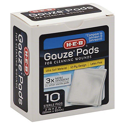 slide 1 of 1, H-E-B Gauze Pads, 10 ct