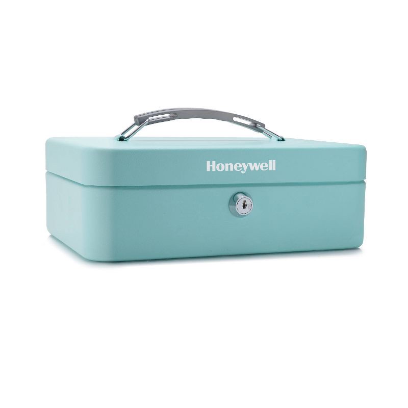 slide 1 of 6, Honeywell Mobile Cash Box 816112TL Teal Blue, 1 ct