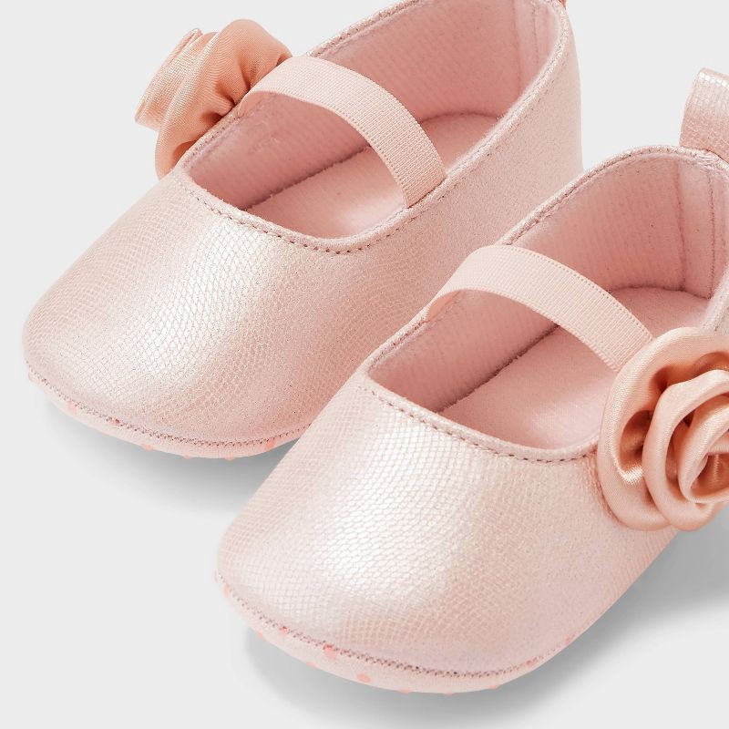 slide 2 of 2, Baby Girls' Rose Ballet Flat Crib Shoes - Cat & Jack™ Pink 9-12M, 1 ct