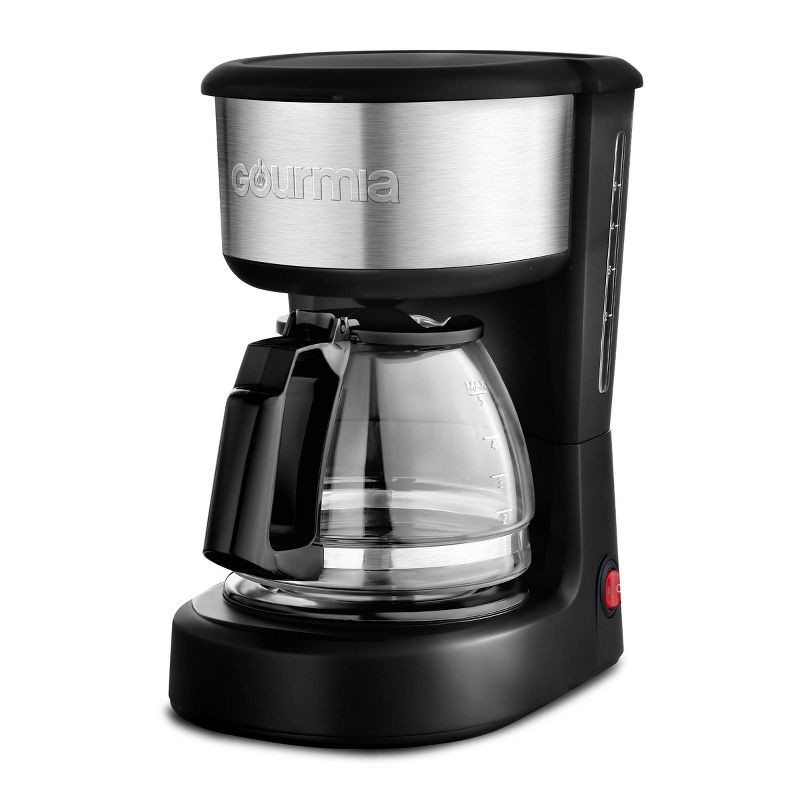 slide 4 of 8, Gourmia 5 Cup One-Touch Switch Coffee Maker with Auto Keep Warm Black: 1800W, Glass & Plastic, Basket Filter, Drip Type, 1 ct