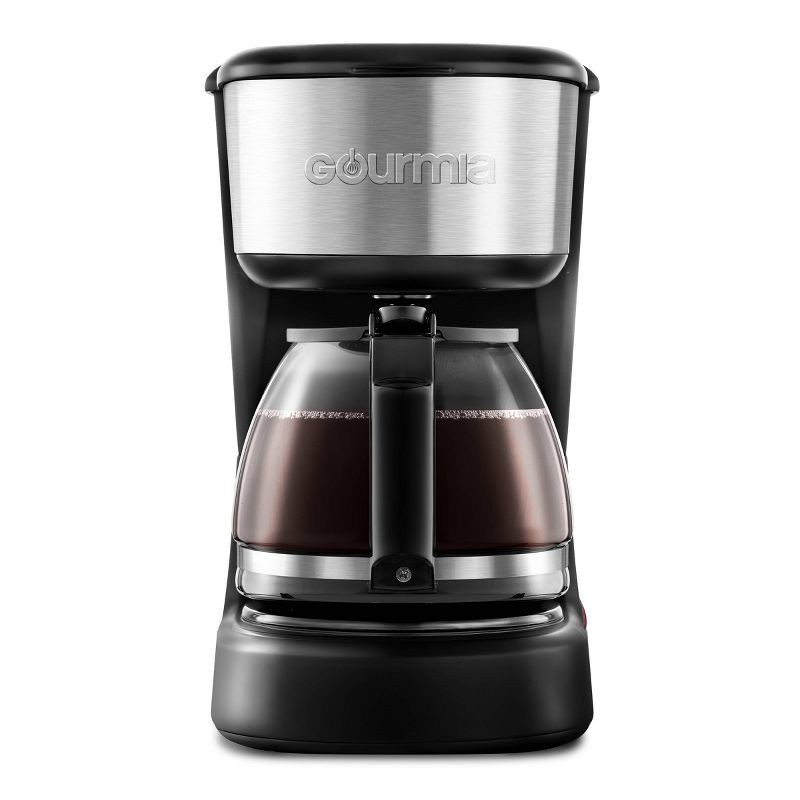 slide 1 of 8, Gourmia 5 Cup One-Touch Switch Coffee Maker with Auto Keep Warm Black: 1800W, Glass & Plastic, Basket Filter, Drip Type, 1 ct