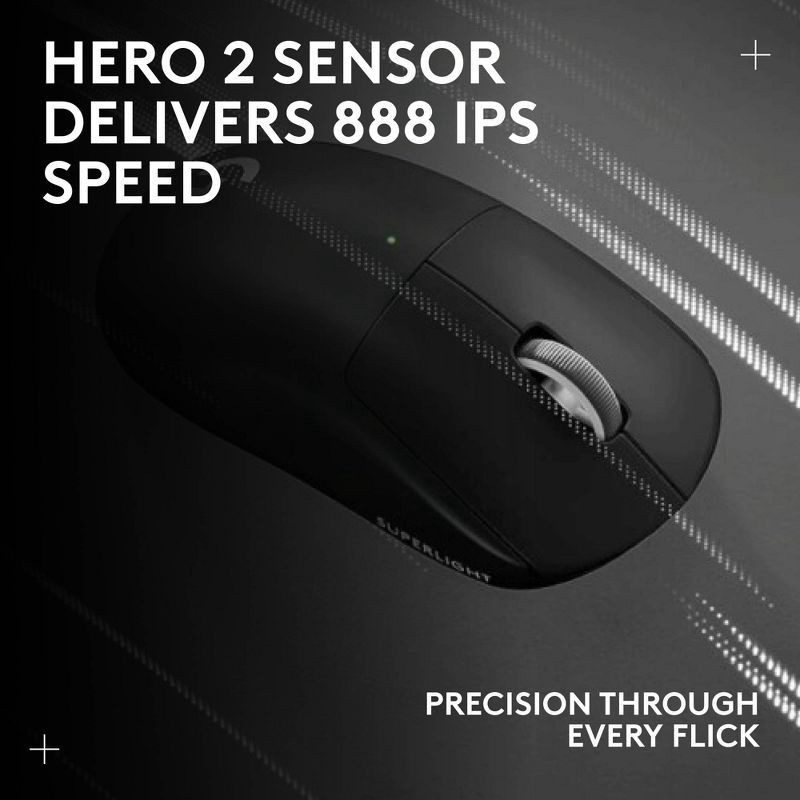 slide 12 of 13, Logitech G Pro X Superlight 2 Lightspeed Wireless Gaming Mouse - Black: Lightweight, Bluetooth, Built-In Rechargeable Battery, USB Connection, 1 ct