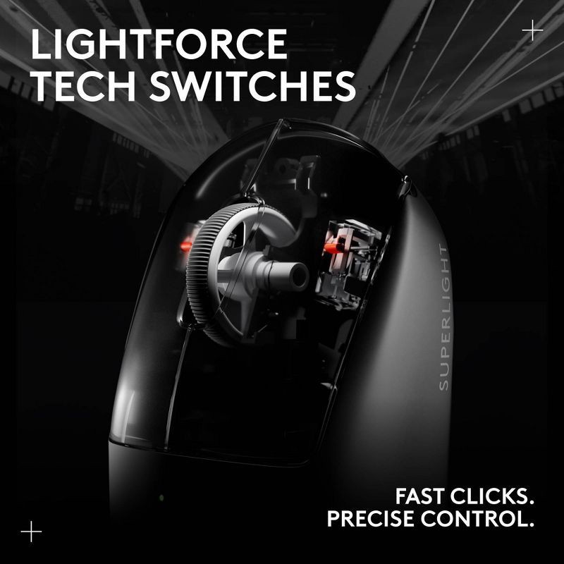 slide 5 of 13, Logitech G Pro X Superlight 2 Lightspeed Wireless Gaming Mouse - Black: Lightweight, Bluetooth, Built-In Rechargeable Battery, USB Connection, 1 ct