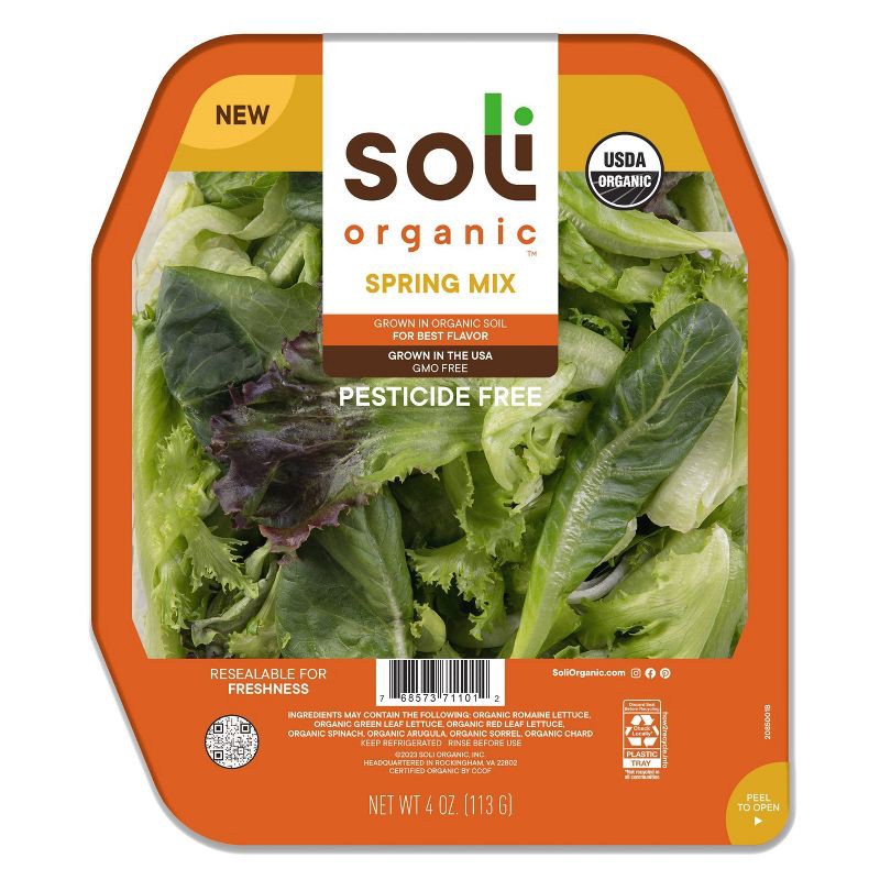 slide 1 of 5, Soli Organic Spring Mix Lettuce Blend - 4oz, 4 oz