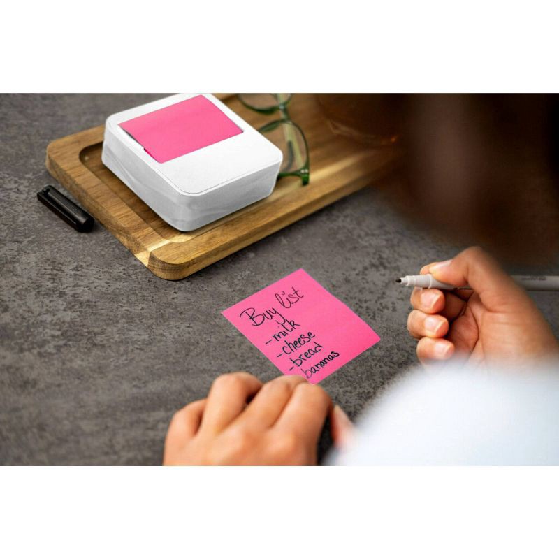 slide 3 of 8, Post-it Dispenser Wave White: Plastic Desk Organizer & Note Holder, 3.422" Height, 3.641" Width, 1.25" Depth, 1 ct