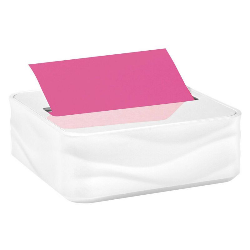 slide 6 of 8, Post-it Dispenser Wave White: Plastic Desk Organizer & Note Holder, 3.422" Height, 3.641" Width, 1.25" Depth, 1 ct