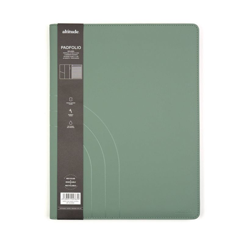 slide 2 of 7, Altitude Padfolio 10"x12.5" Vegan Leather Dark Sage Debossed Arch, 1 ct
