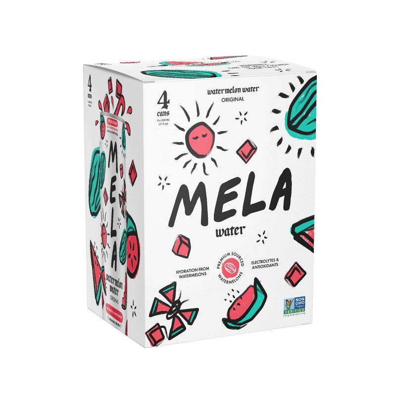 slide 1 of 3, Mela Watermelon Water Original - 4pk/11.15 fl oz Cans, 4 ct; 11.15 fl oz